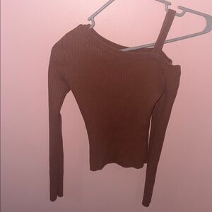 Brown Aeropostale One-Shoulder Sweater